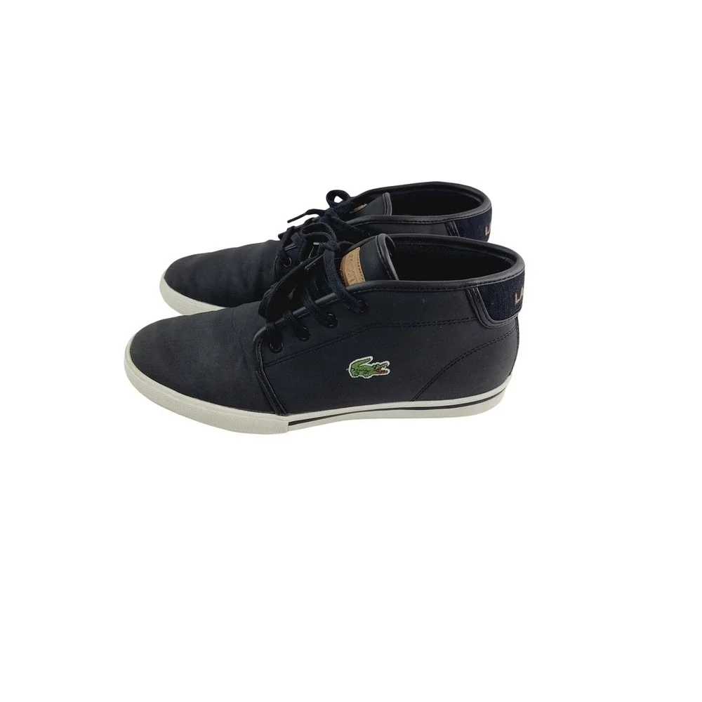 Lacoste Leather, Canvas Casual High-Top Sneakers Men's‎ Size 8 Black